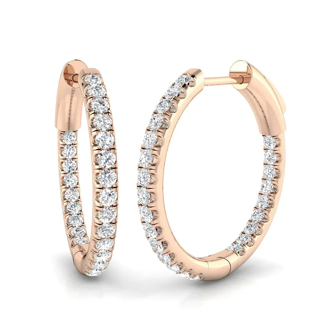 0.50 Carat Natural/Lab-Grown Round Cut Diamond Hoop Earring in Gold - UK Made - Lab Grown Diamond / 9k Rose Gold / 0.5: the shop's own photo