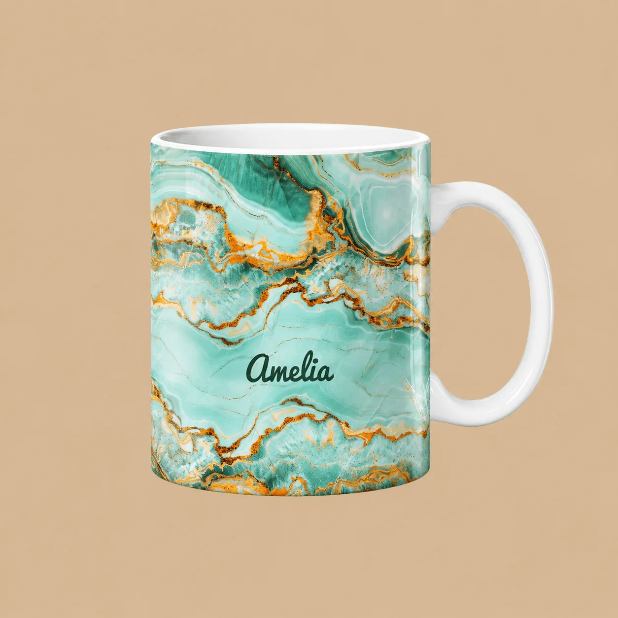 Personalised Emerald Mist Marble Name Mug: the shop's own photo