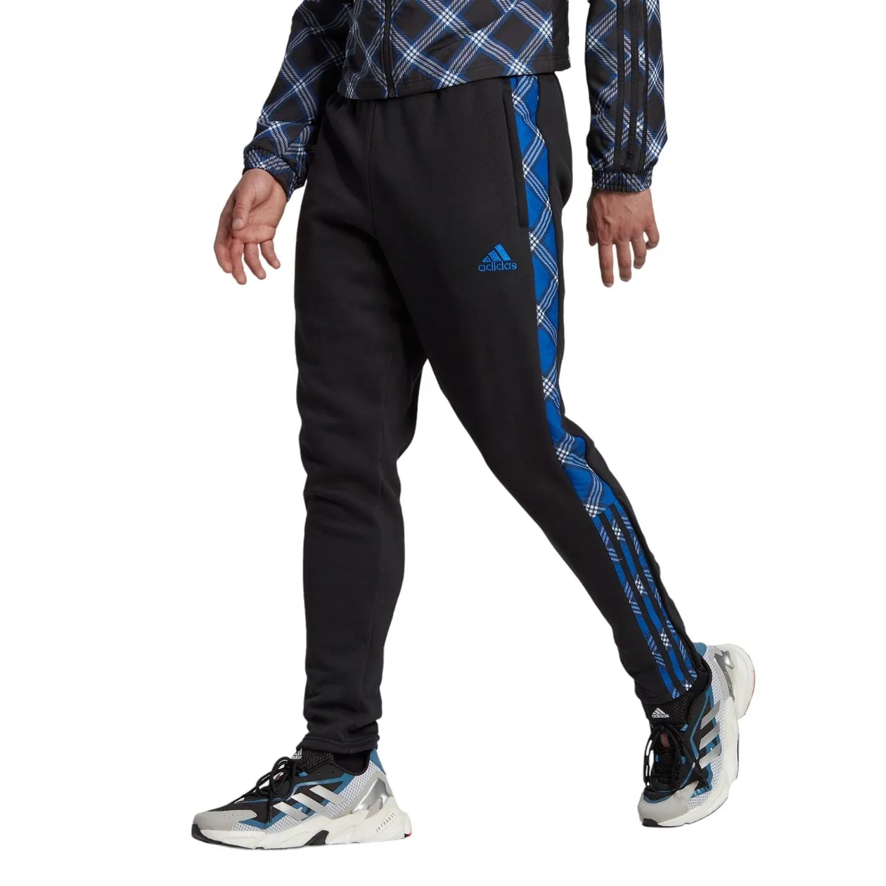 adidas Tiro Winterized Tartan Tracksuit Bottoms - Black / Royal Blue | Size: S: the shop's own photo