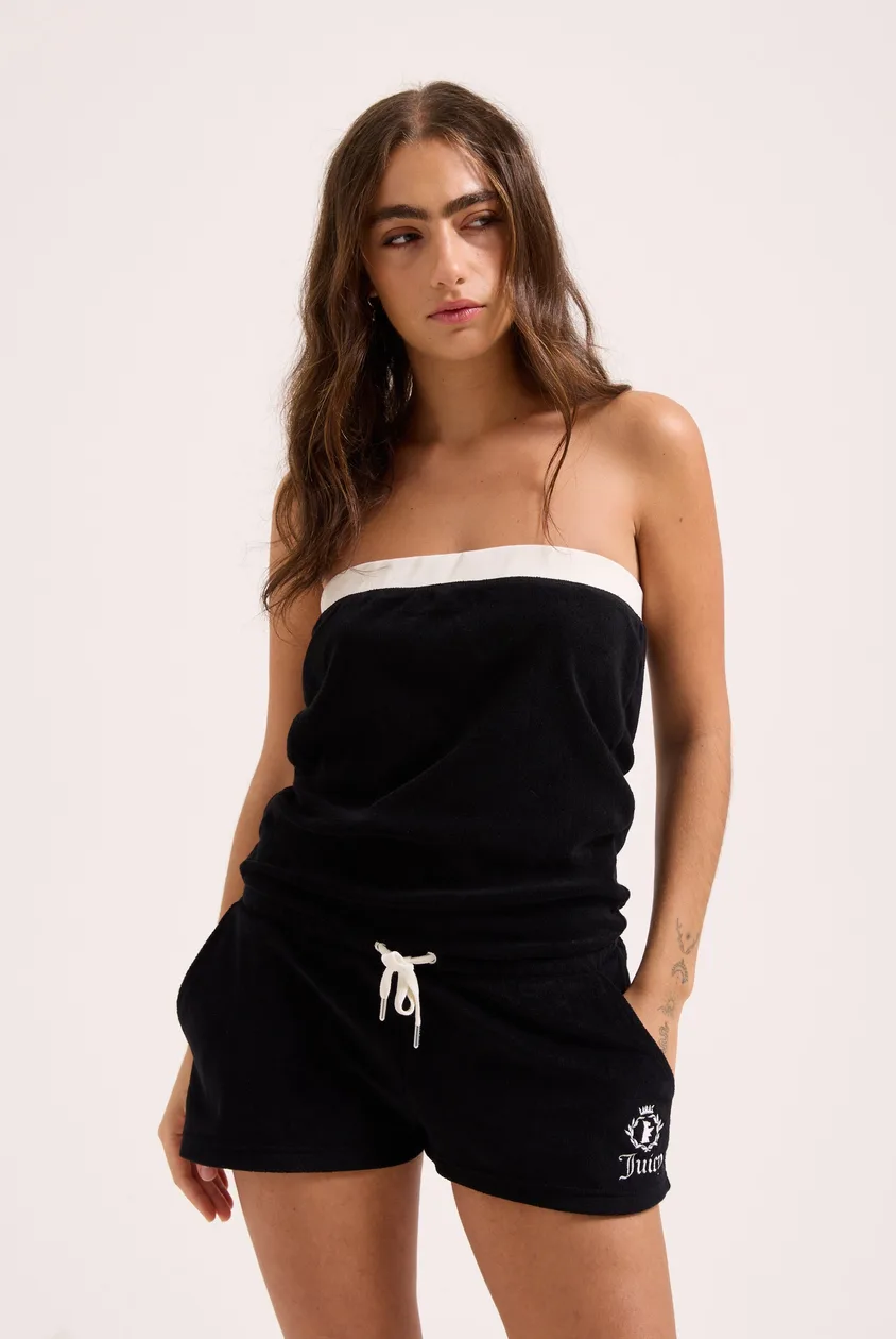 BLACK APPLIQUE TERRY TOWELLING ROMPER - XS / Black: the shop's own photo