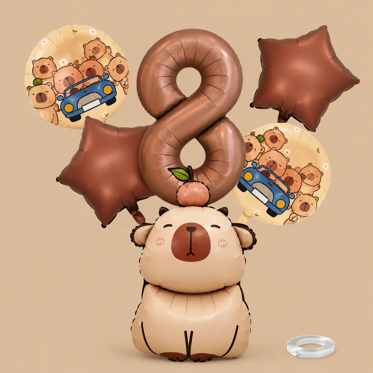 8th Birthday Capybara Balloon Set: the shop's own photo