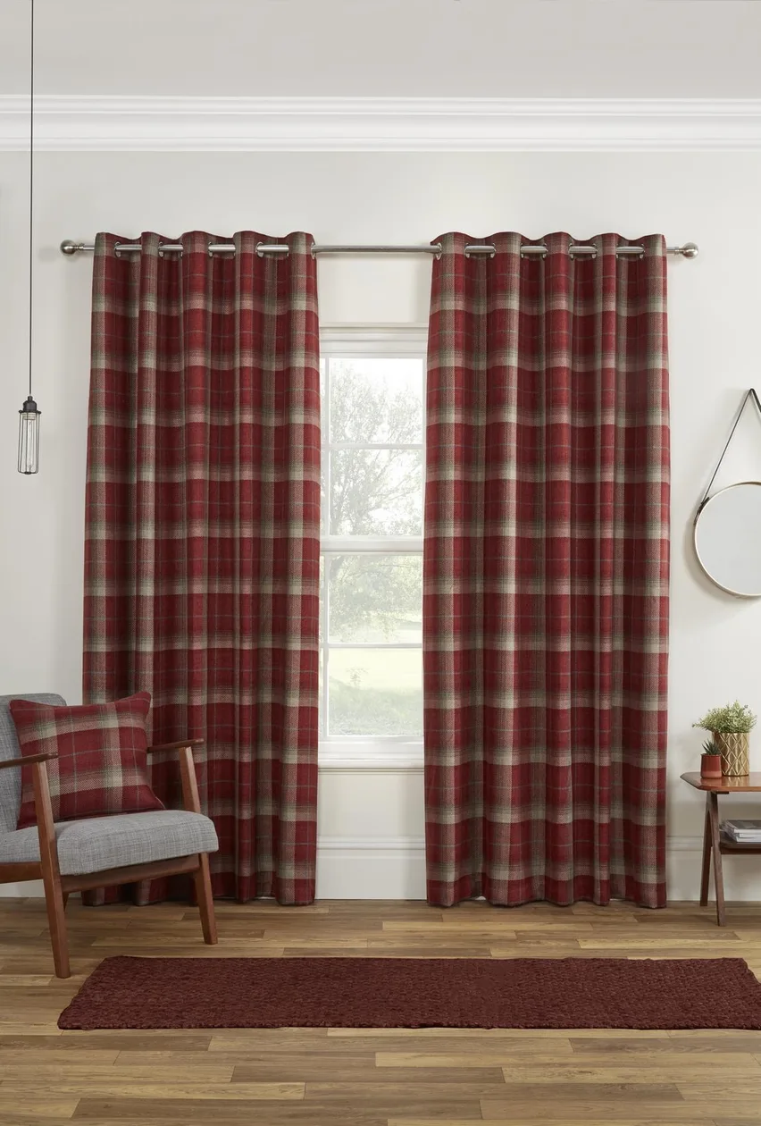 Carnoustie Blackout Eyelet Curtains - Red - 90" x 90": the shop's own photo