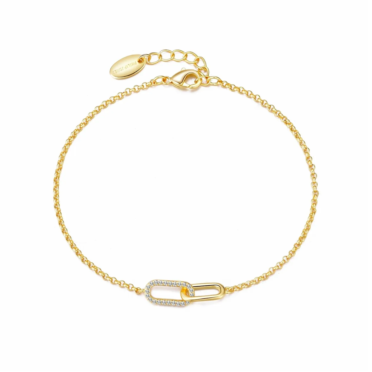 18k Gold Plated Paperclip Link Bracelet Created with Zircondia® Crystals: the shop's own photo