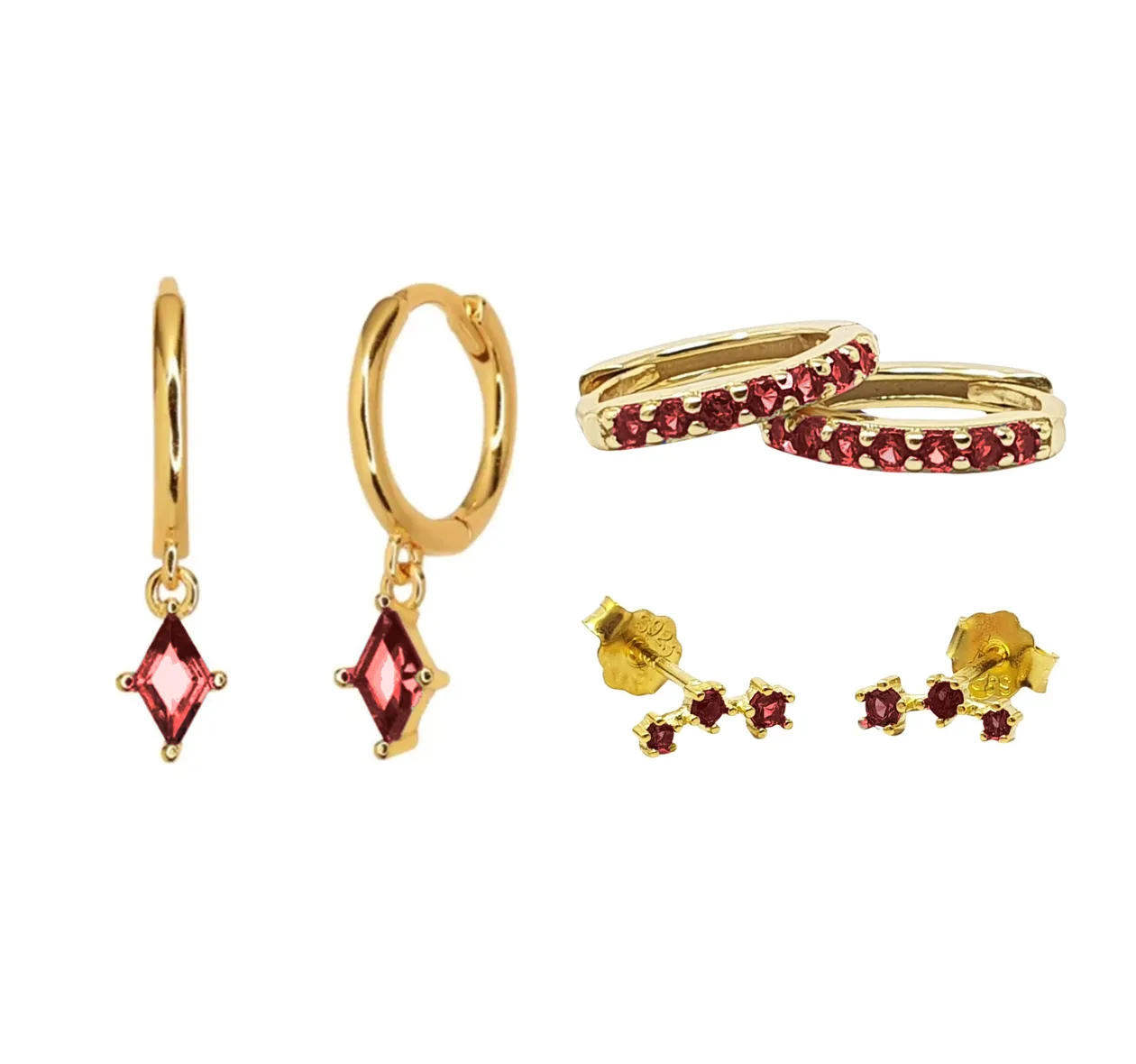 Garnet January Birthstone Earrings Gift Set For Her: the shop's own photo