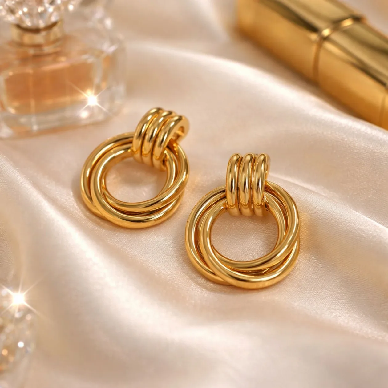 Chunky Knot Interlocking Hoop Stud Earrings: the shop's own photo