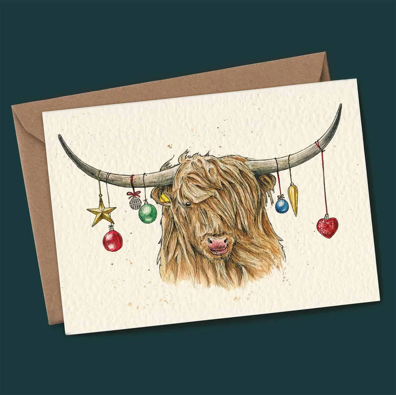 Highland Cow Card | Christmas Card - 5" x 7": the shop's own photo