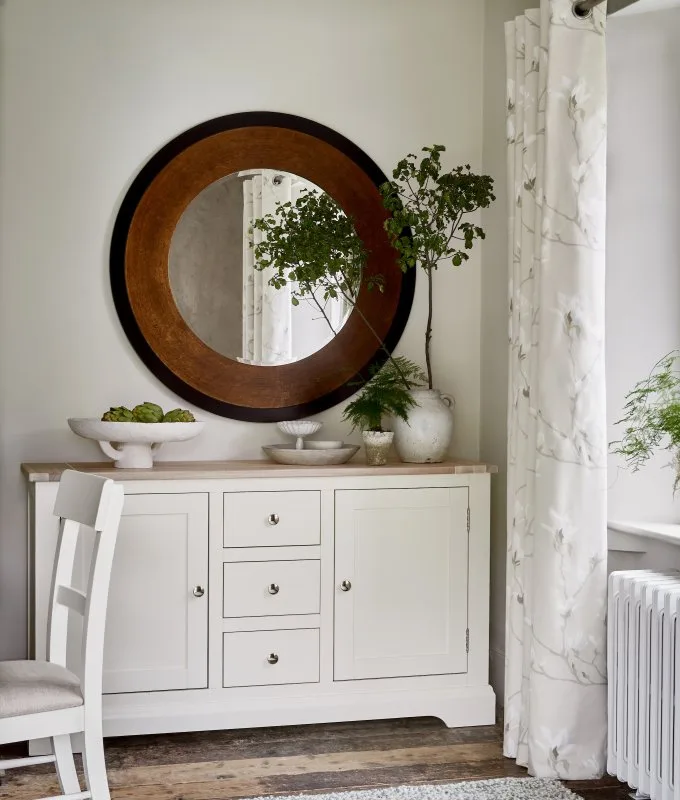 Laura Ashley Cara Large Mottled Bronze Round Mirror With Black Edging 110cm: the shop's own photo