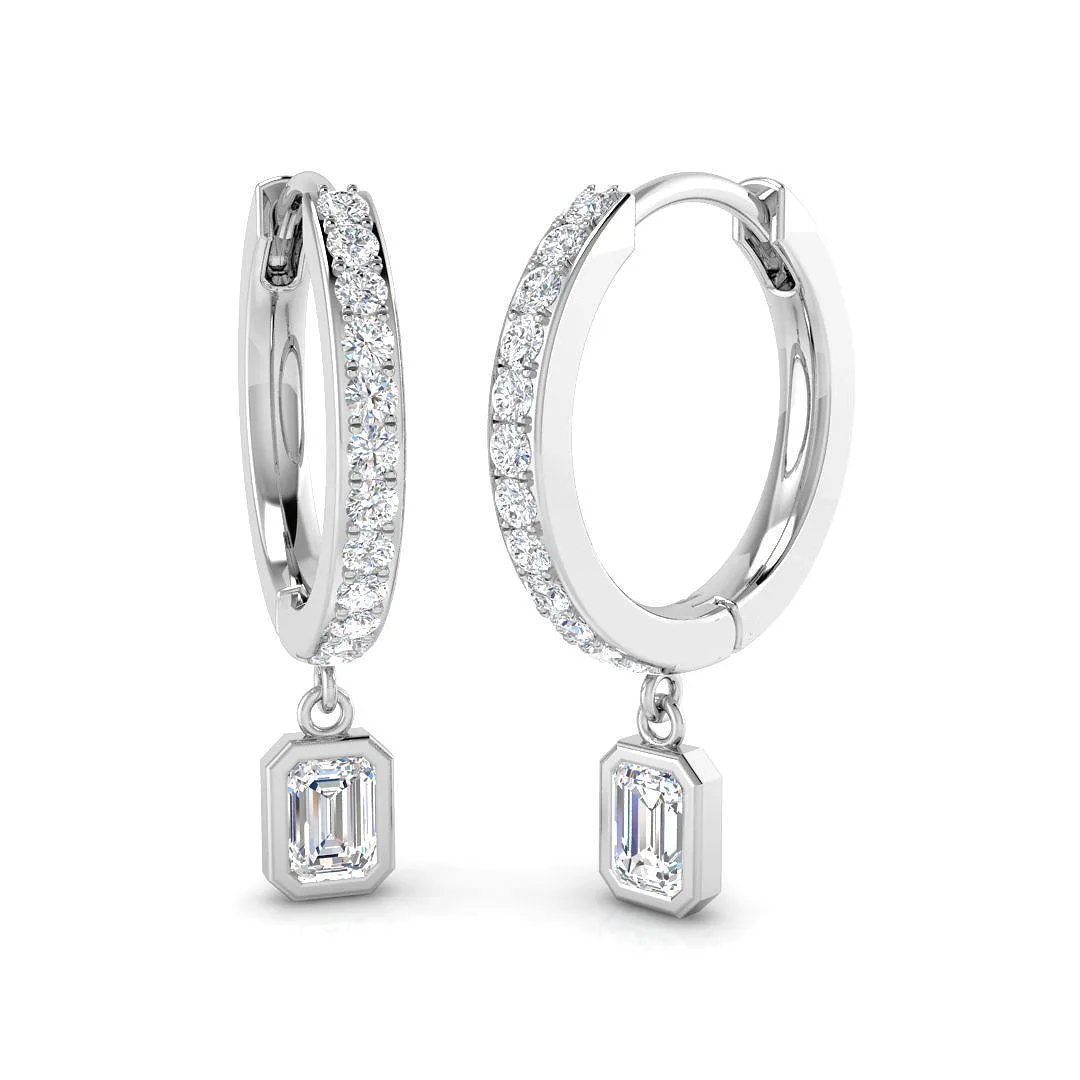Edwyn Gold Drop & Trilogy Diamond Earrings - Elegant 0.5ct Luxury - 0.5 Carat / Lab Grown Diamond(D-VVS) / 9k Yellow Gold: the shop's own photo
