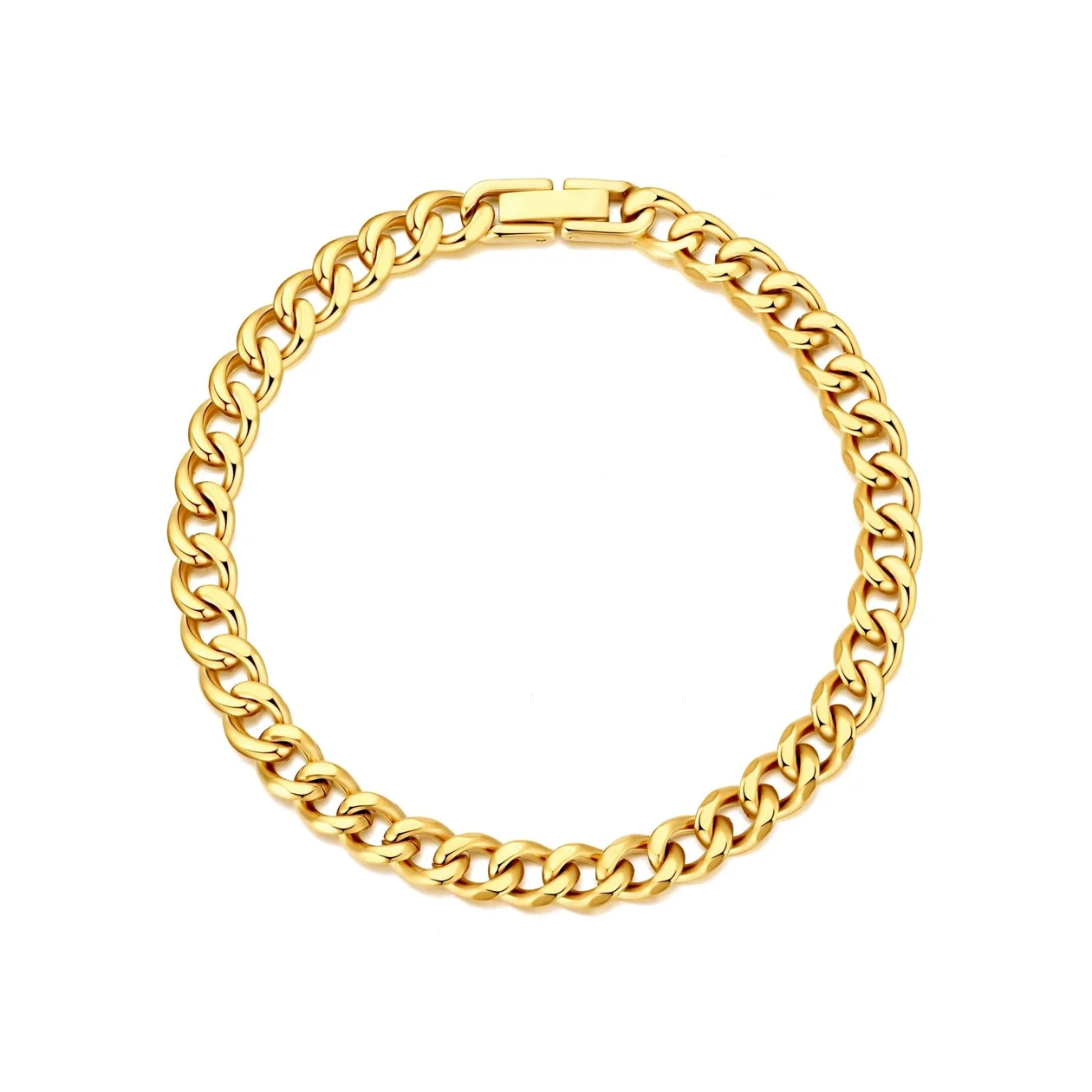 Men's 6mm 18k Gold Plated Stainless Steel 7.5-8.5 Inch Curb Chain Bracelet - 8 Inch: the shop's own photo