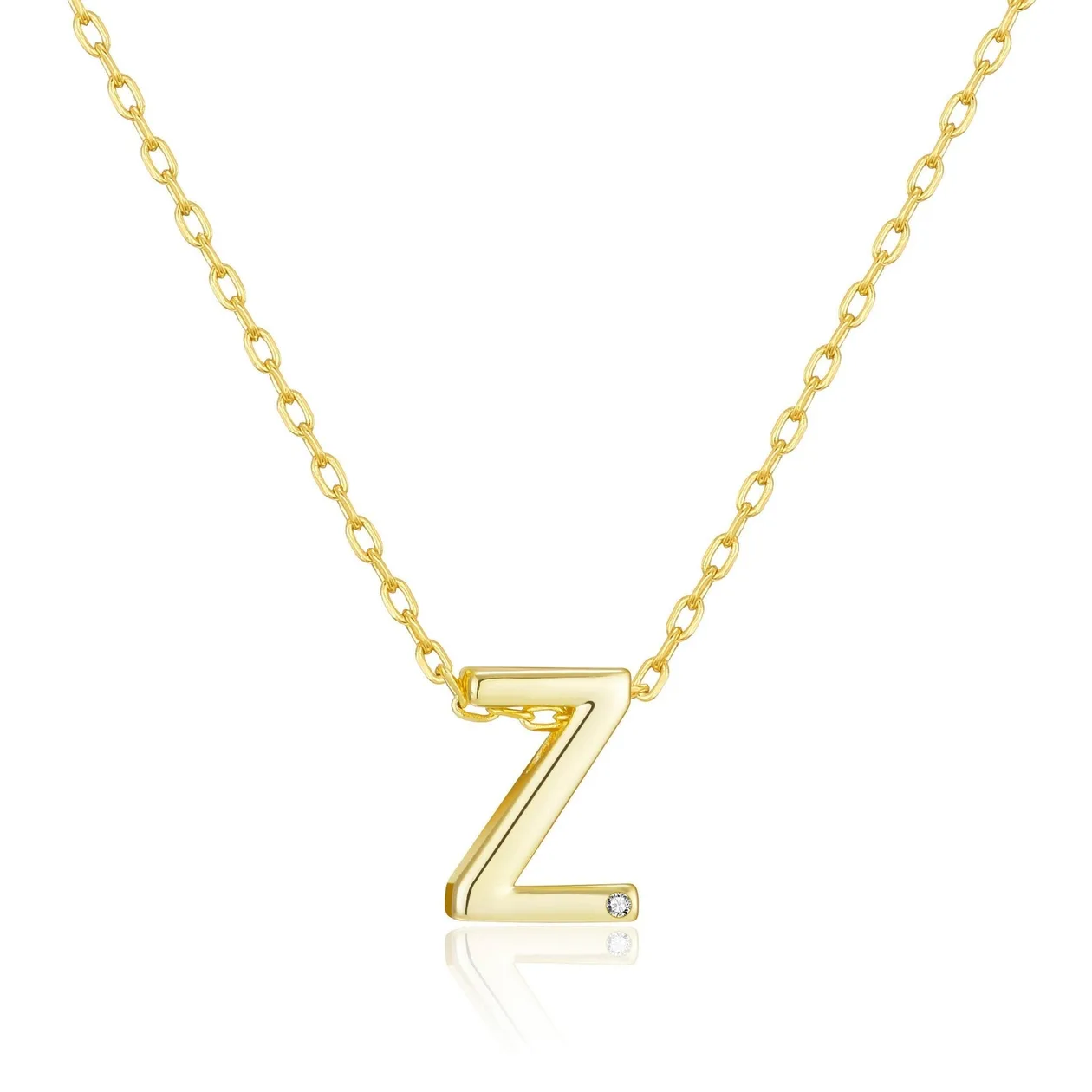 Customisable 18k Gold Plated Initial Necklace (A-Z) with Option of Birthstone Charm - Z: the shop's own photo