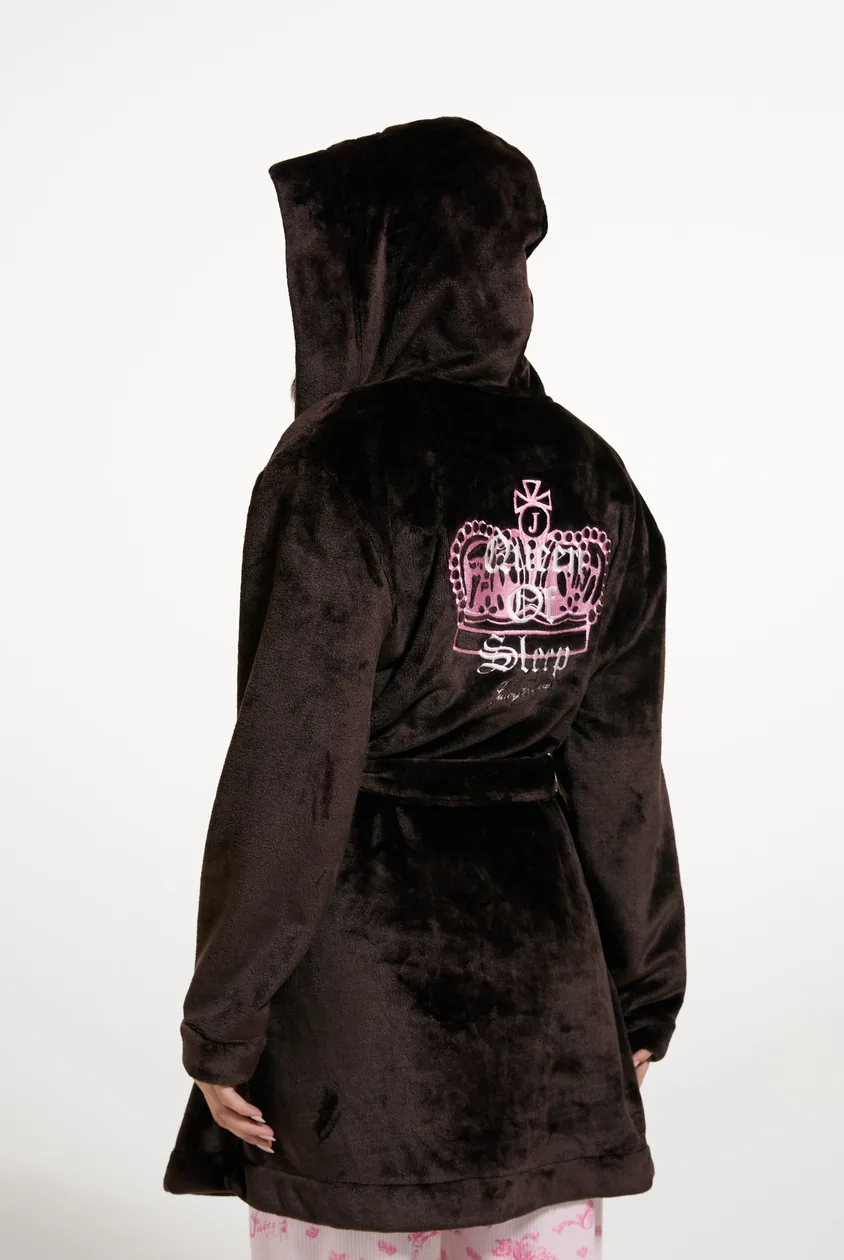 JAVA QUEEN OF SLEEP PLUSH HOODED Dressing Gown - XXS / Brown: the shop's own photo