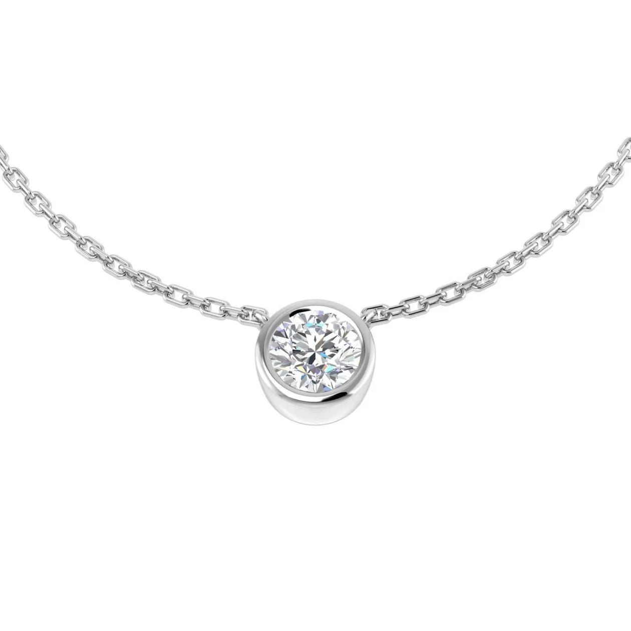Round Diamond Solitaire Pendant Necklace in 18K Gold - 9k Yellow Gold / 0.20 Carat: the shop's own photo