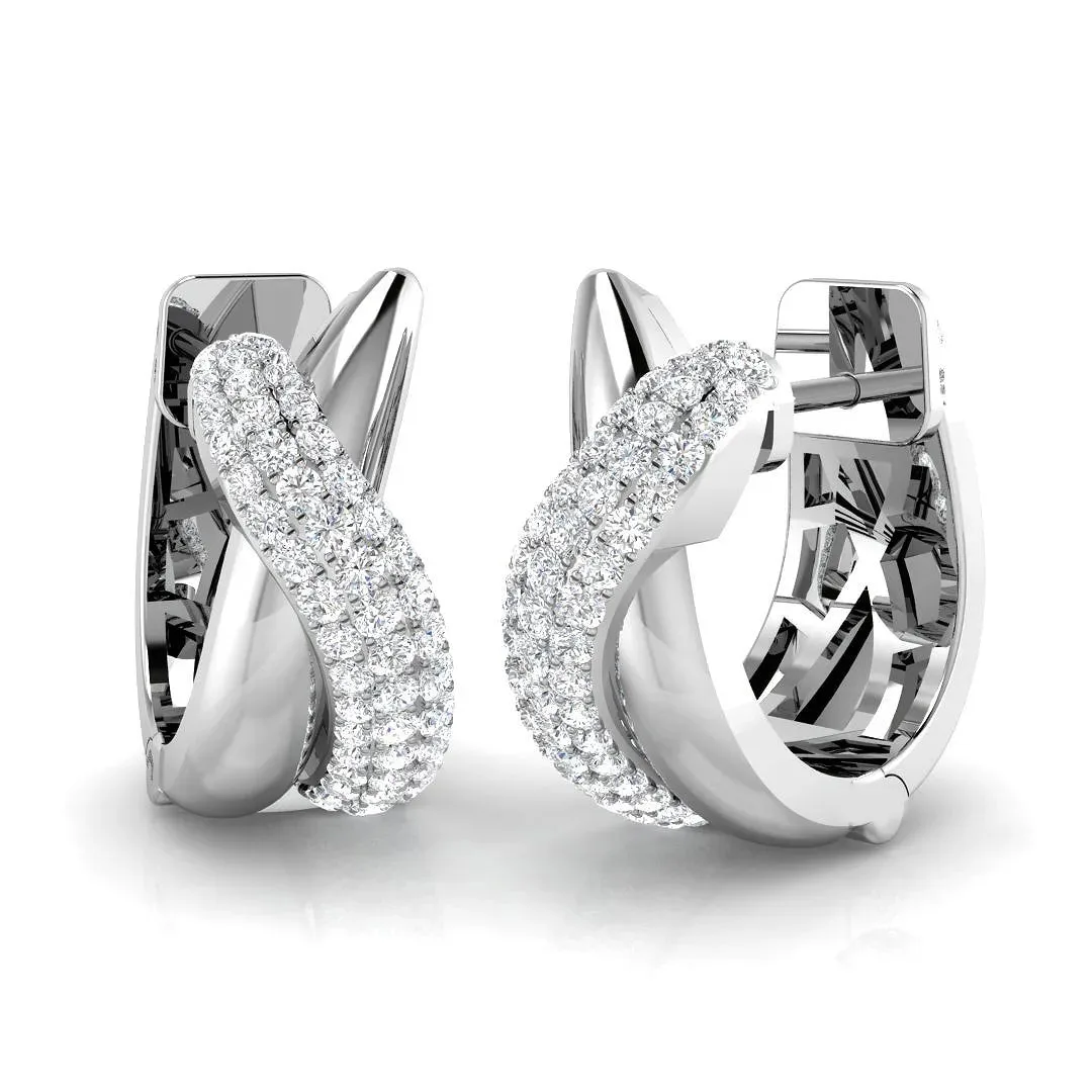 Hoop Earrings - Geometric 0.4ct Twisted Design Diamond - Lab Grown Diamond / 18k Yellow Gold / 0.4: the shop's own photo