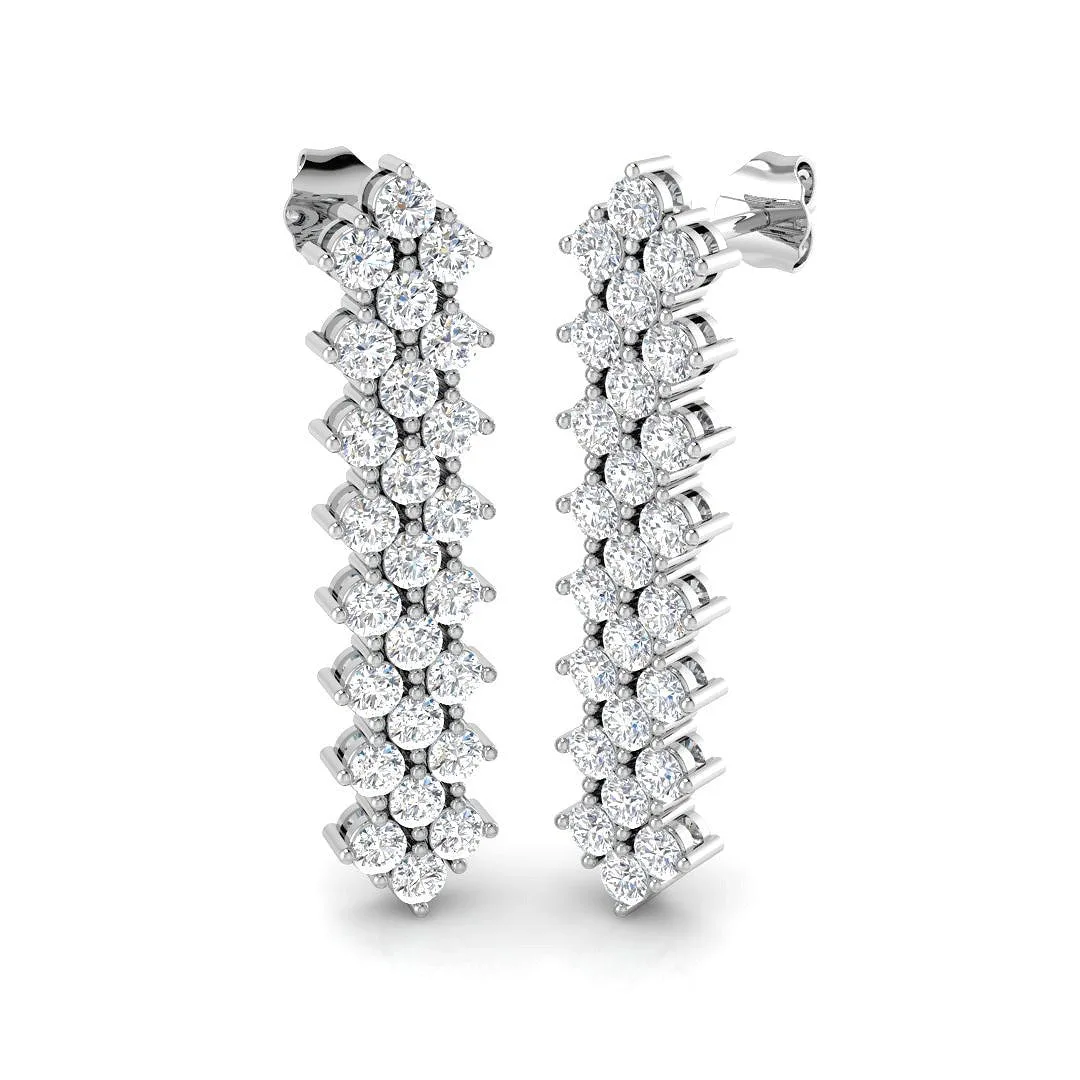 Lusmy 3ct Gold Drop & Trilogy Diamond Earrings - Luxurious Jewelry Gift - 9k Yellow Gold / 3 Carat / Natural Diamond(F-VS): the shop's own photo