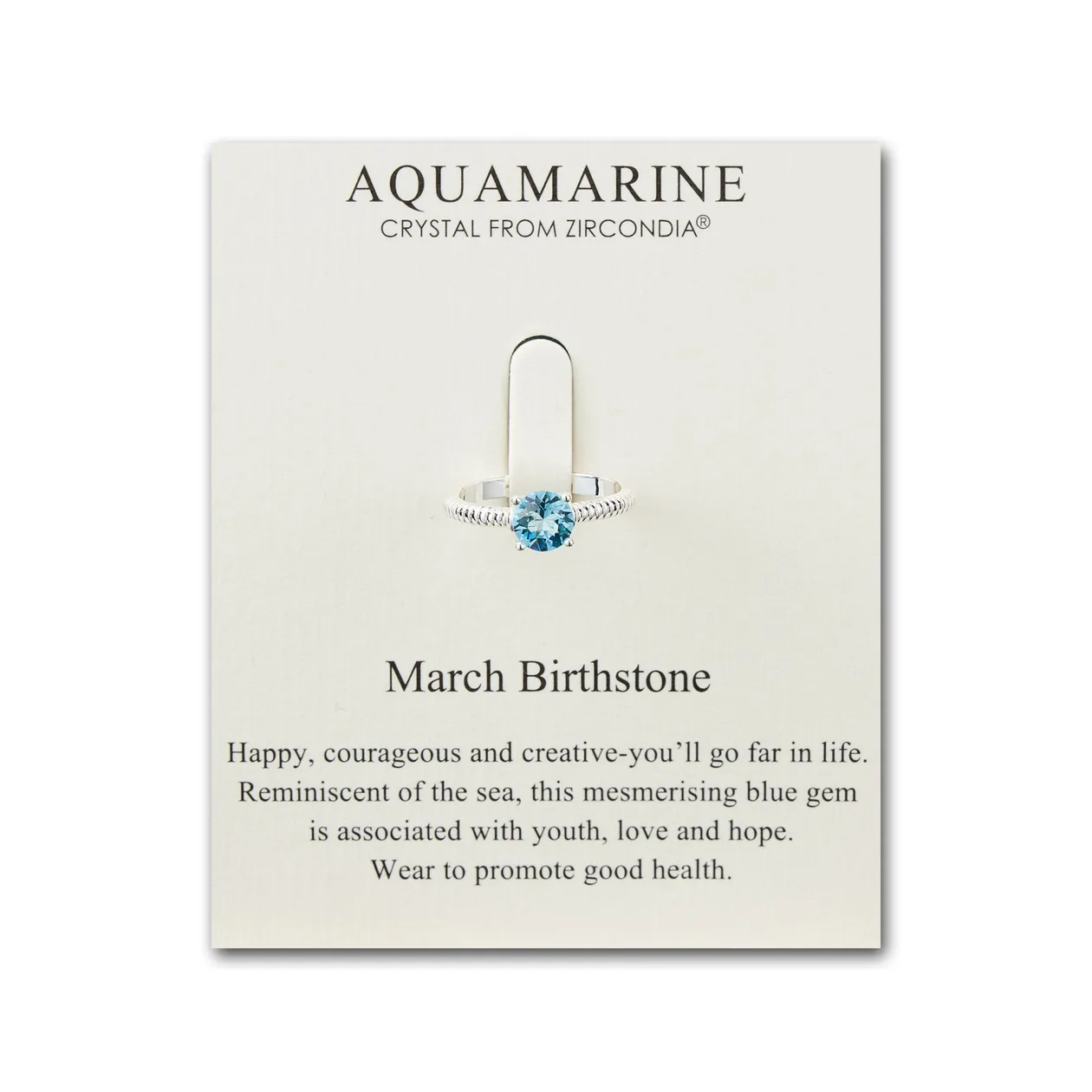 March (Aquamarine) Adjustable Birthstone Ring Created with Zircondia® Crystals: the shop's own photo