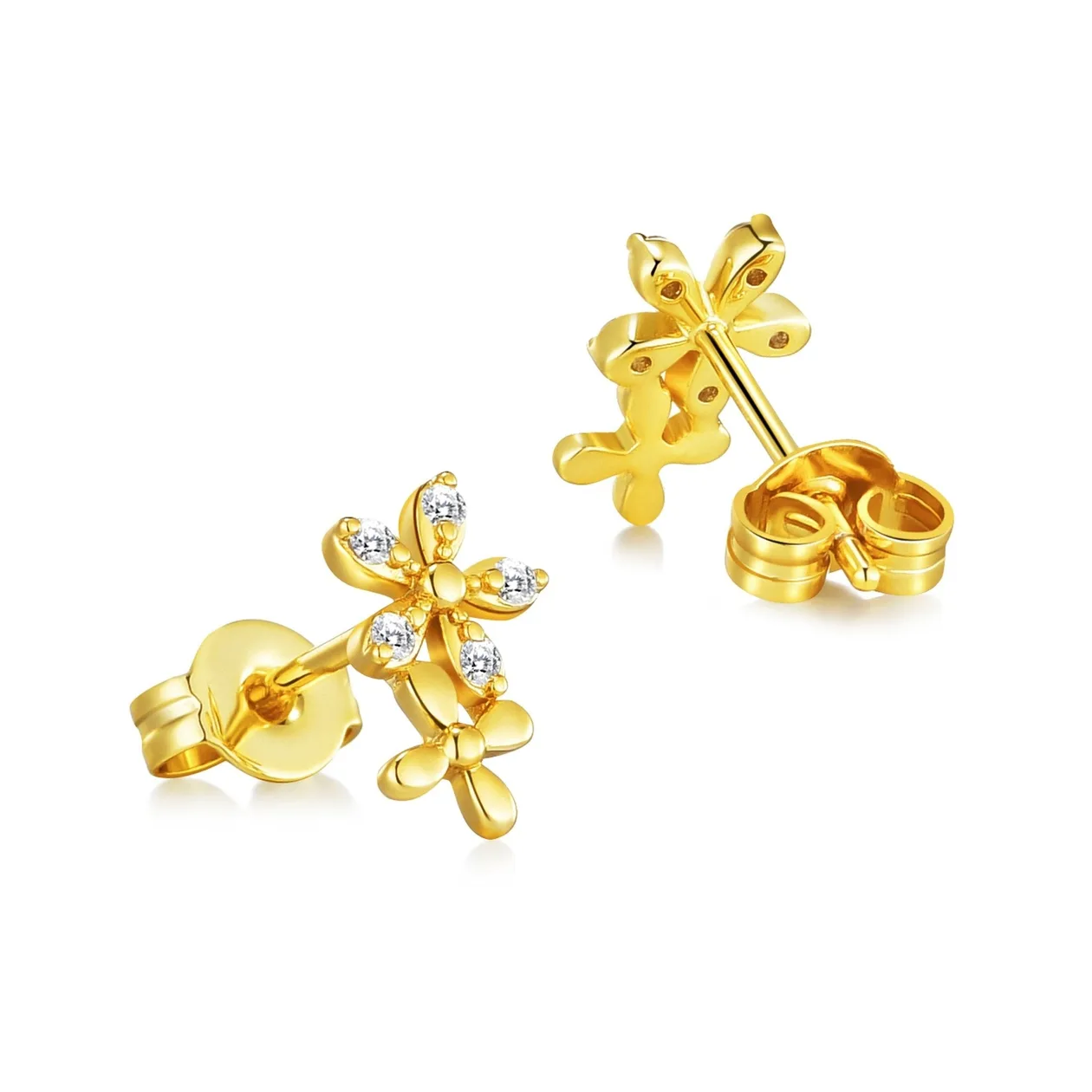 18k Gold Plated Flower Earrings Created with Zircondia® Crystals: the shop's own photo