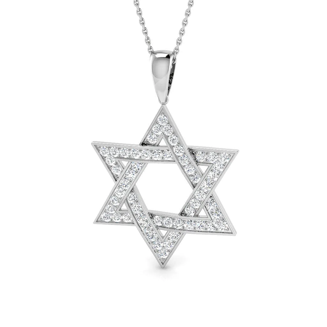 Star of David Diamond Pendant | Lab-Grown & Natural Diamond Necklace - 9k White Gold / Natural Diamond(F/SI) / 0.33 Carat: the shop's own photo