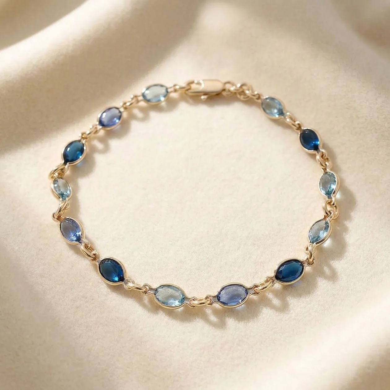 Blue Crystal Multi Gemstone Gold Plated Bracelet: the shop's own photo