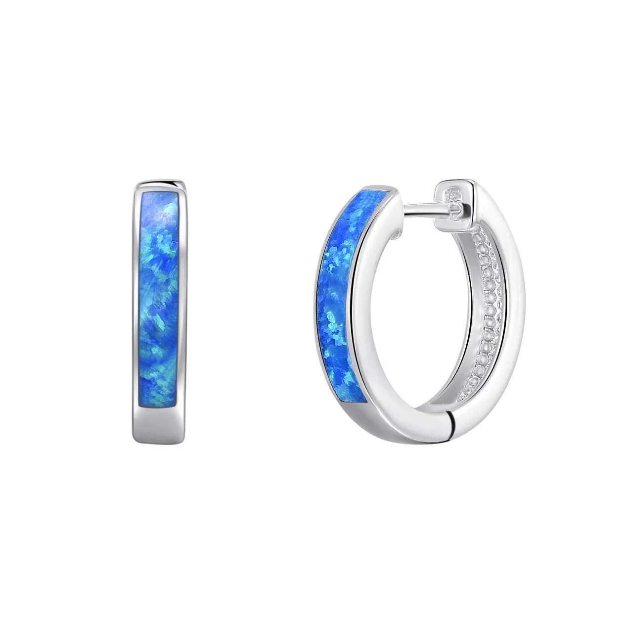 Blue Synthetic Opal Hoop Earrings: the shop's own photo