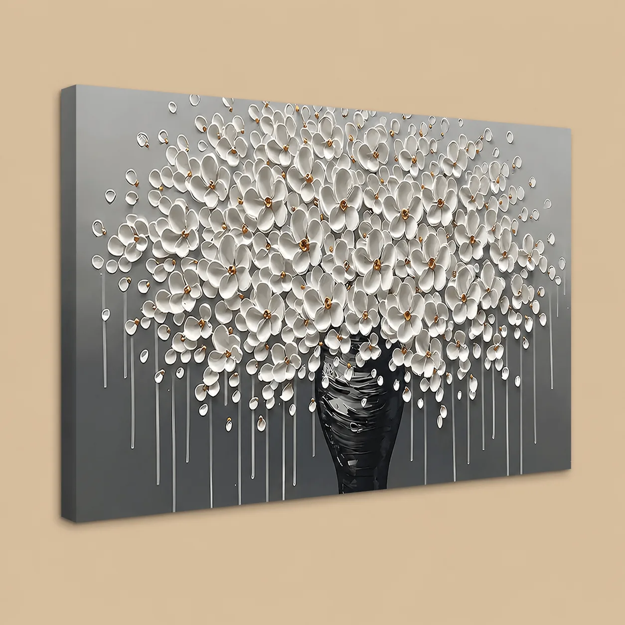 White Flowers Vase Canvas Wall Art: the shop's own photo