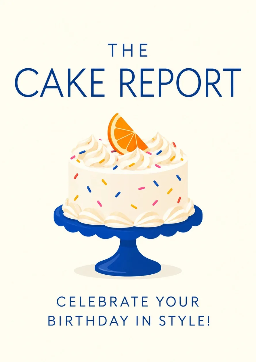 Cake Report Magazine Spoof Birthday Card: the shop's own photo