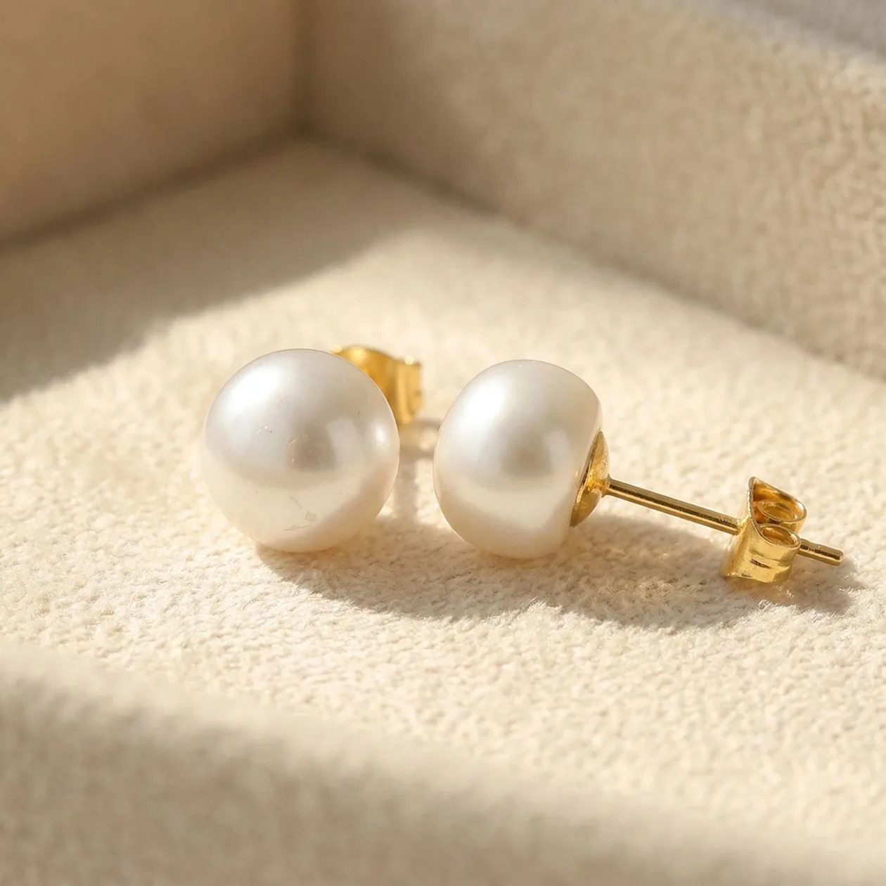 Handpicked Freshwater Gold Plated Pearl Stud Earrings: the shop's own photo