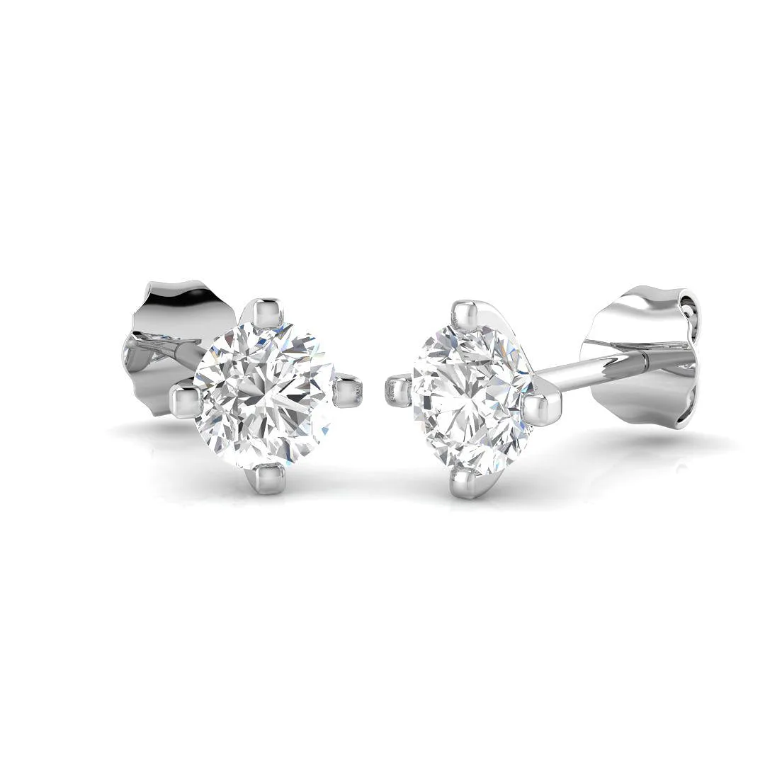 Stud Earrings with Lab Grown Round Cut Diamond - 3.00ct Gold - 9k Rose Gold / 0.75 Carat: the shop's own photo