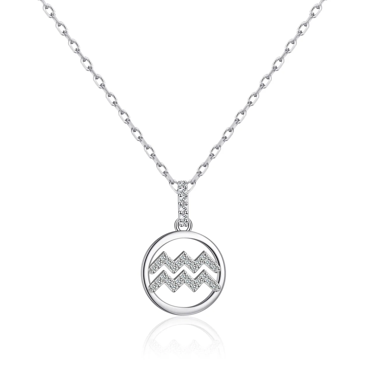 Aquarius Star Sign Zodiac Necklace with Zircondia® Crystals: the shop's own photo