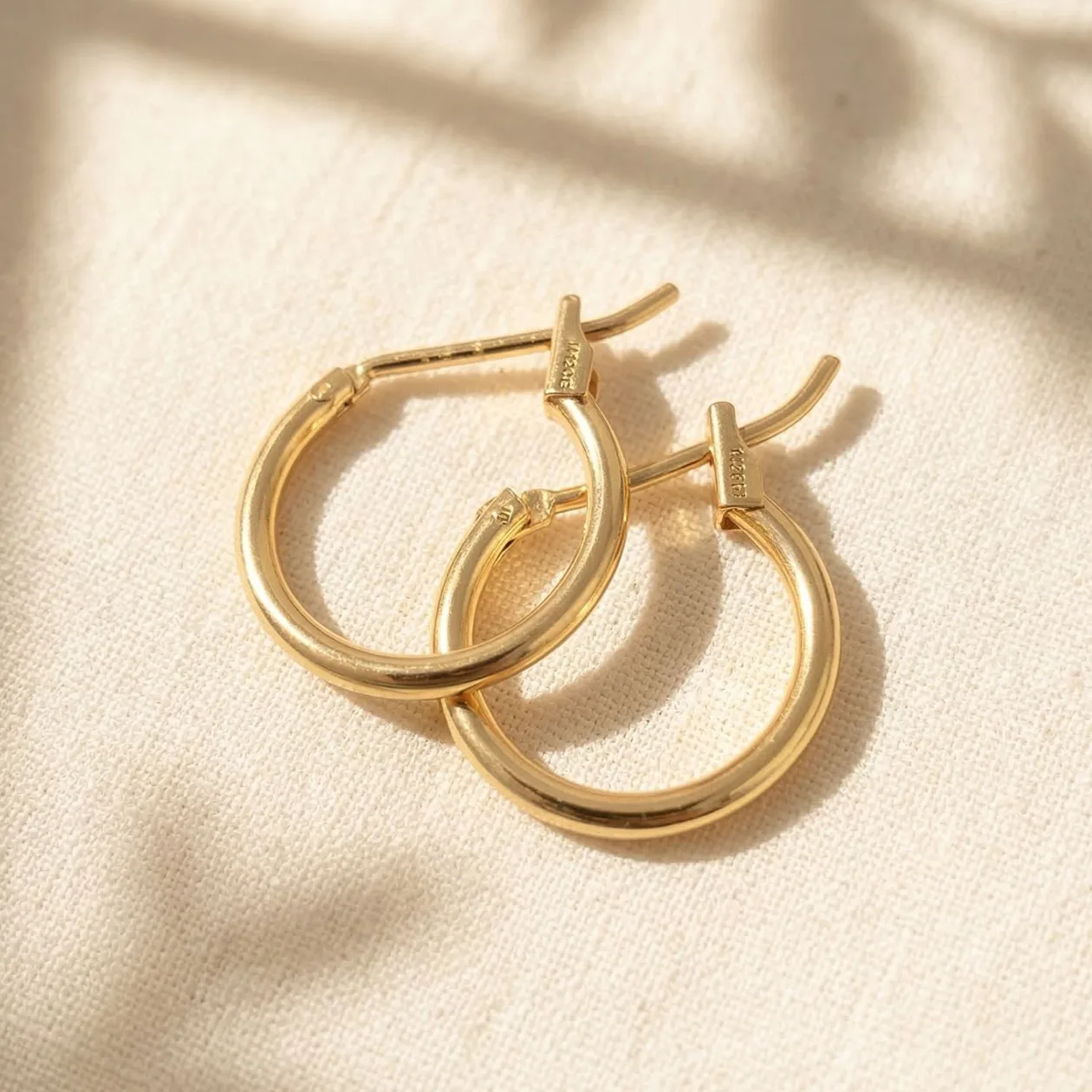 18ct Gold Filled Tiny Plain Everyday Classic Hoop Earrings: the shop's own photo