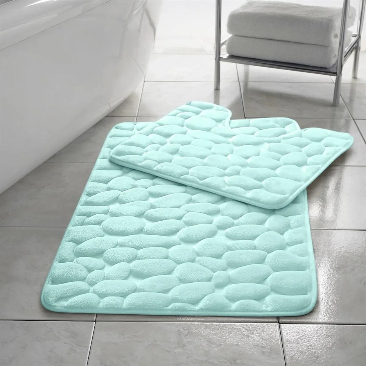 Memory Foam Pebbles Bath Mat Sets - Aqua: the shop's own photo