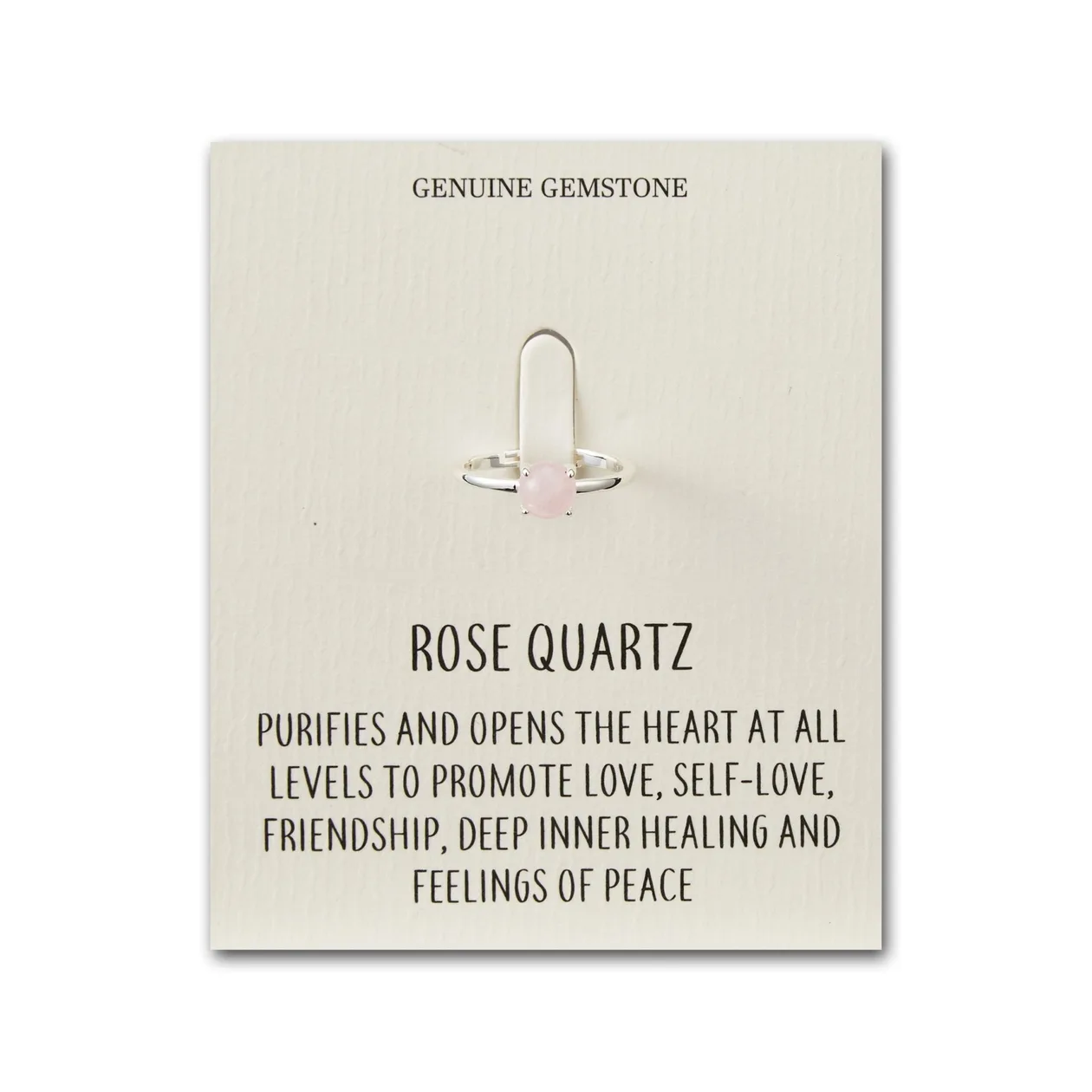 Rose Quartz Adjustable Ring with Quote Card: the shop's own photo