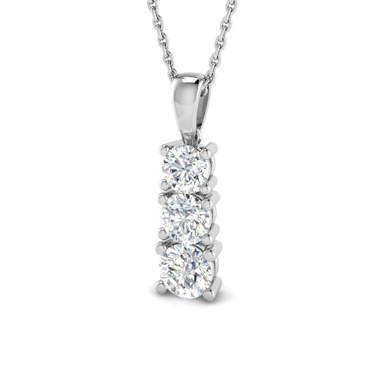 Lab Grown 3 Stone Diamond Drop Pendant | 4 Claw Set Pendant | Without Chain - 18k Yellow Gold / 0.50 Carat: the shop's own photo