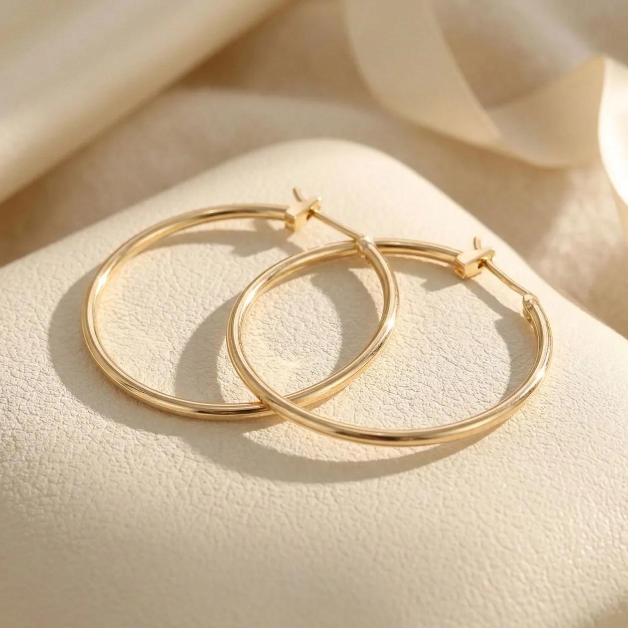 18ct Gold Filled Statement Plain Hoop Earrings: the shop's own photo