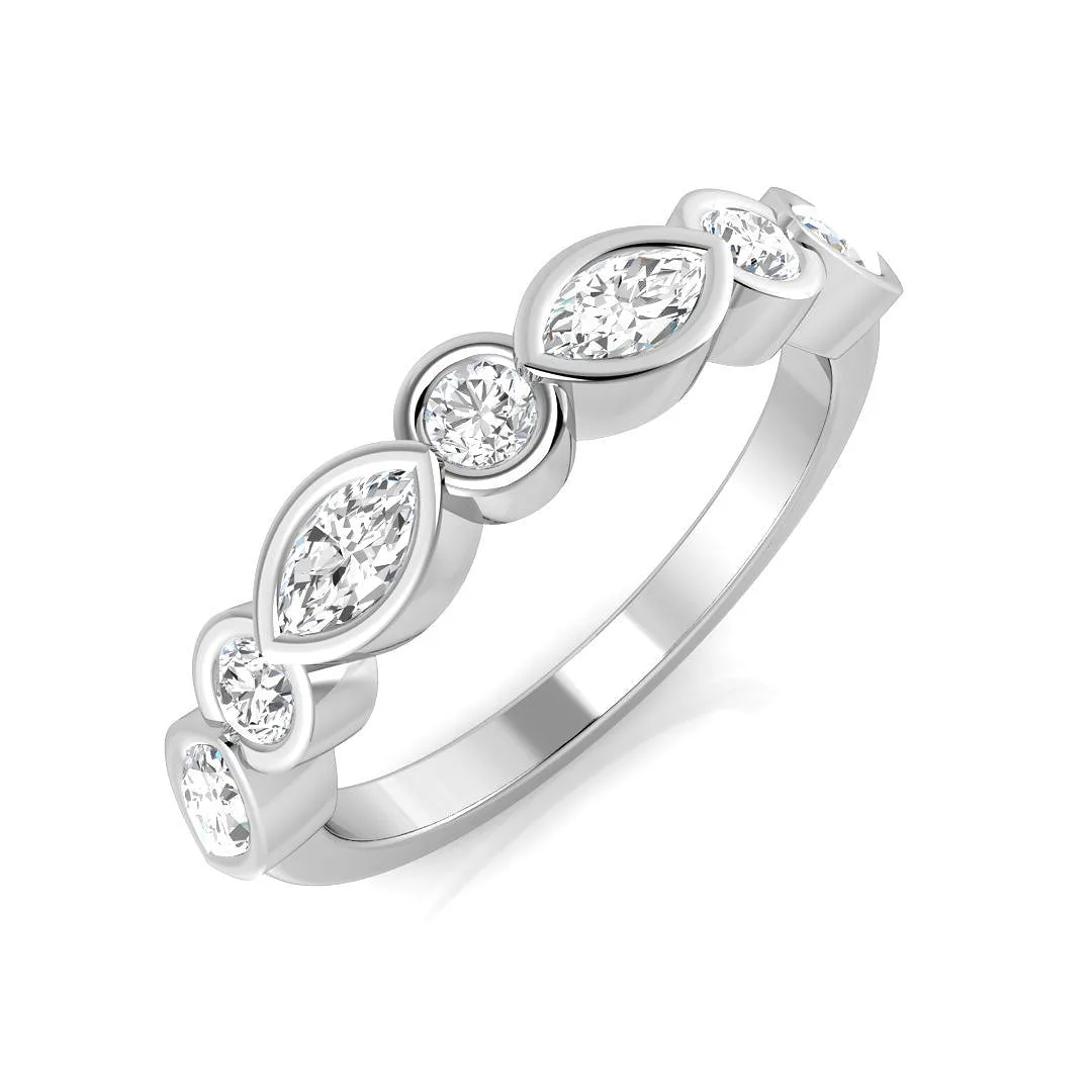 0.35-0.75ct Lab-Grown Marquise and Round Cut D/VVS Diamond Half Eternity Ring - 18k Yellow Gold / 0.40 Carat: the shop's own photo