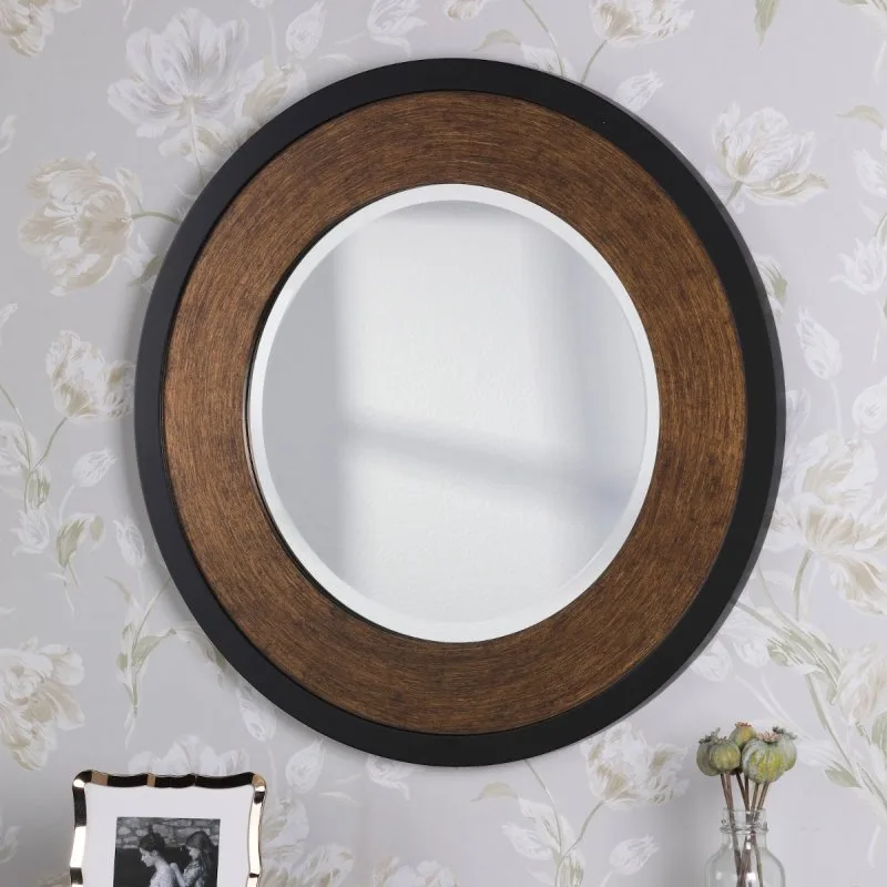 Laura Ashley Cara Mirror Round Mirror In Mottled Bronze And Black Finish 60cm: the shop's own photo