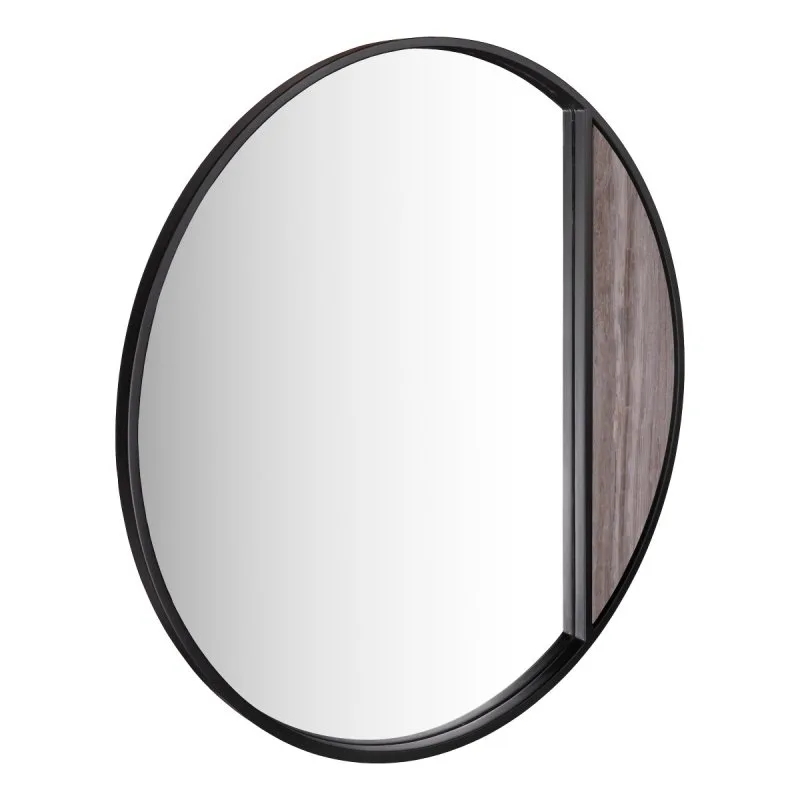 Dar Wisebuys Rasmus Mirror In Brown Stone Veneer and Matt Black 80cm: the shop's own photo