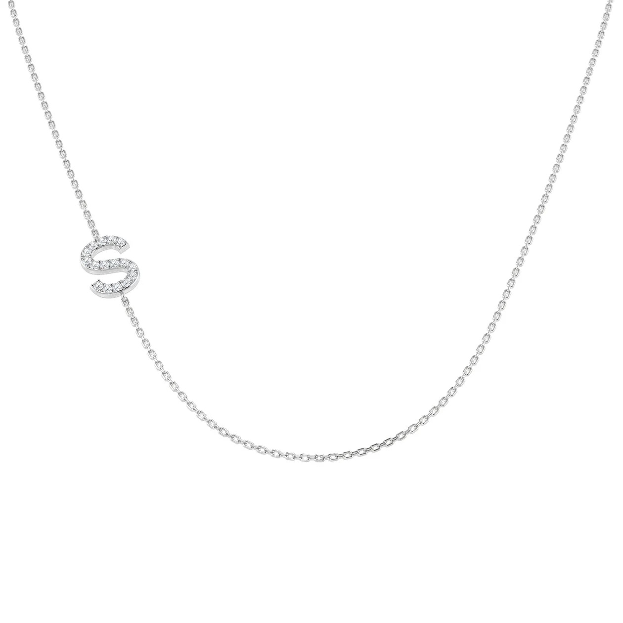 Paved Initial Diamond Pendant | Sideways Initial Necklace | Custom A-Z Pendant - 18k Yellow Gold / Lab-Grown Diamond / 0.2: the shop's own photo
