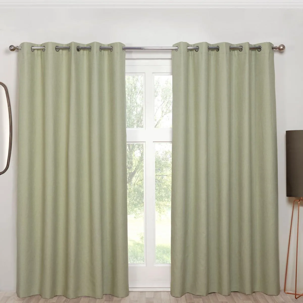 Cosmos Green Eyelet Curtains - 90" x 72": the shop's own photo