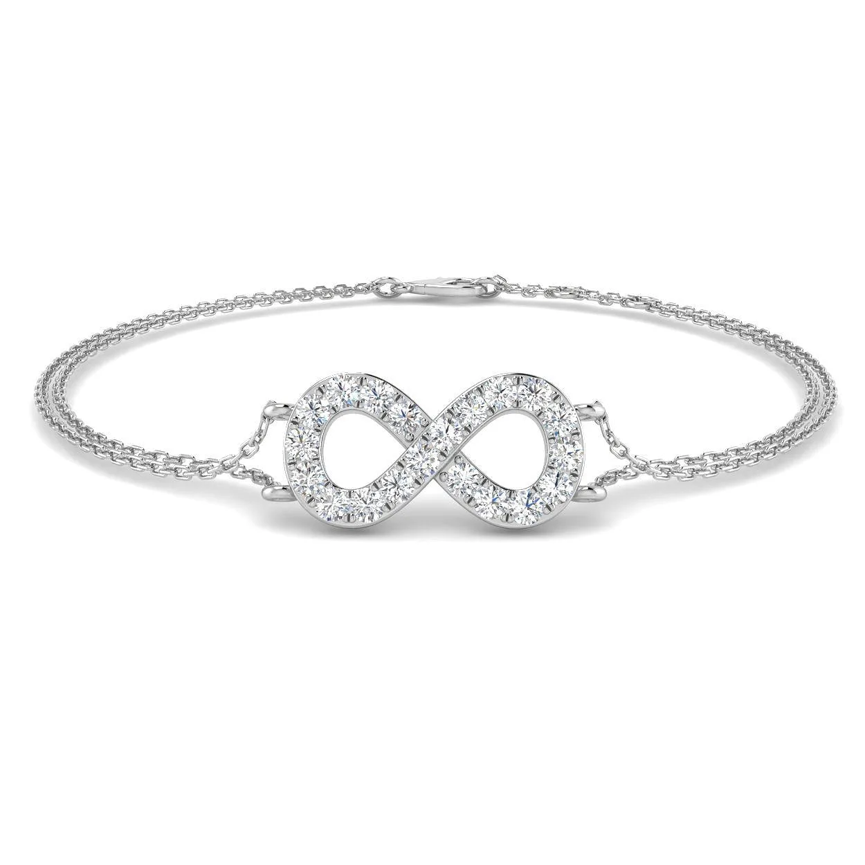 Platinum Lab Grown Diamond Infinity Bracelet – Double Chain Round Pave Set with Lobster Clasp - 18k Yellow Gold / 0.50 Carat / Natural Diamond: the shop's own photo