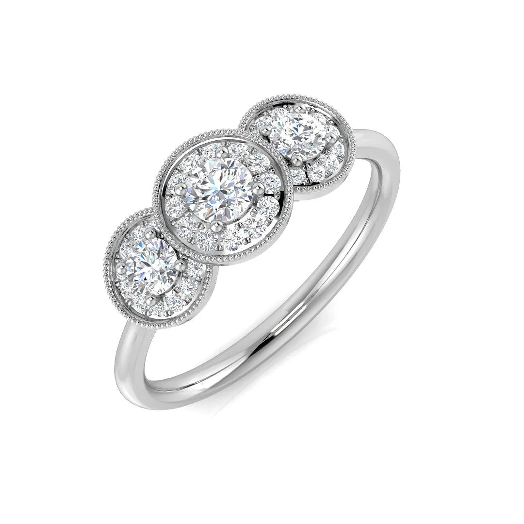 0.50ct Lab Grown D/VVS Round Cut Diamond 3-Stone Ring. - 0.50 Carat / 18k Yellow Gold: the shop's own photo