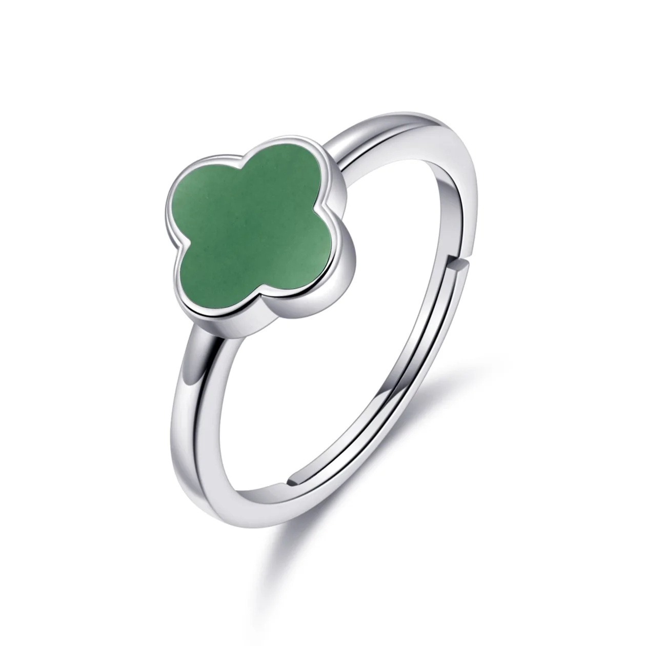 Green Aventurine Gemstone Adjustable Clover Ring: the shop's own photo