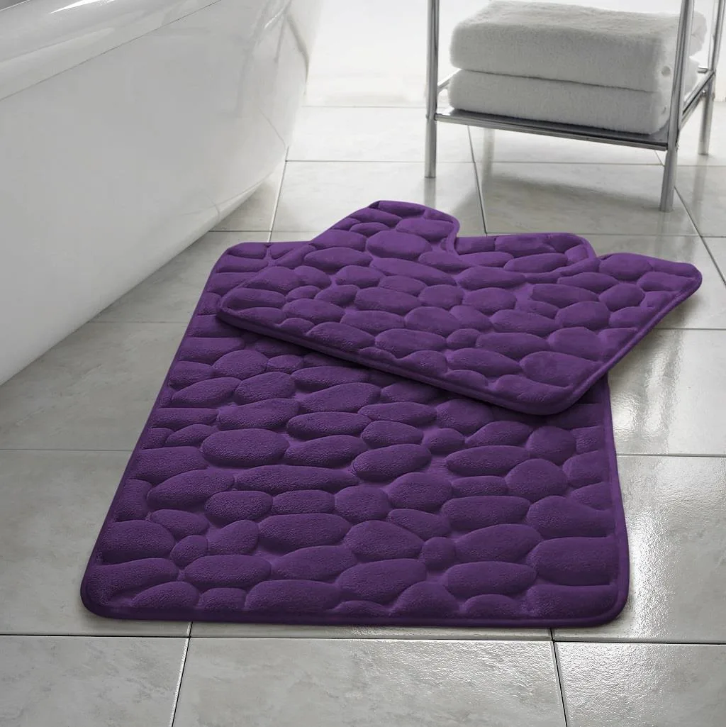 Memory Foam Pebbles Bath Mat Sets - Plum: the shop's own photo