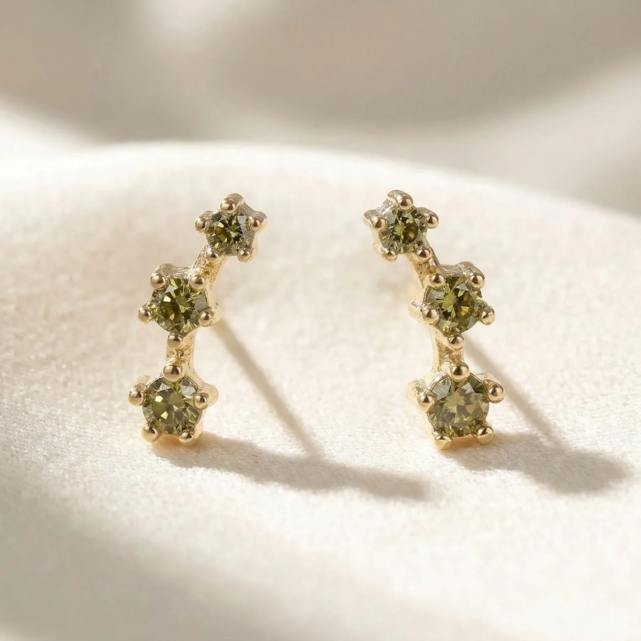 Peridot August Birthstone Climber Stud Earrings: the shop's own photo