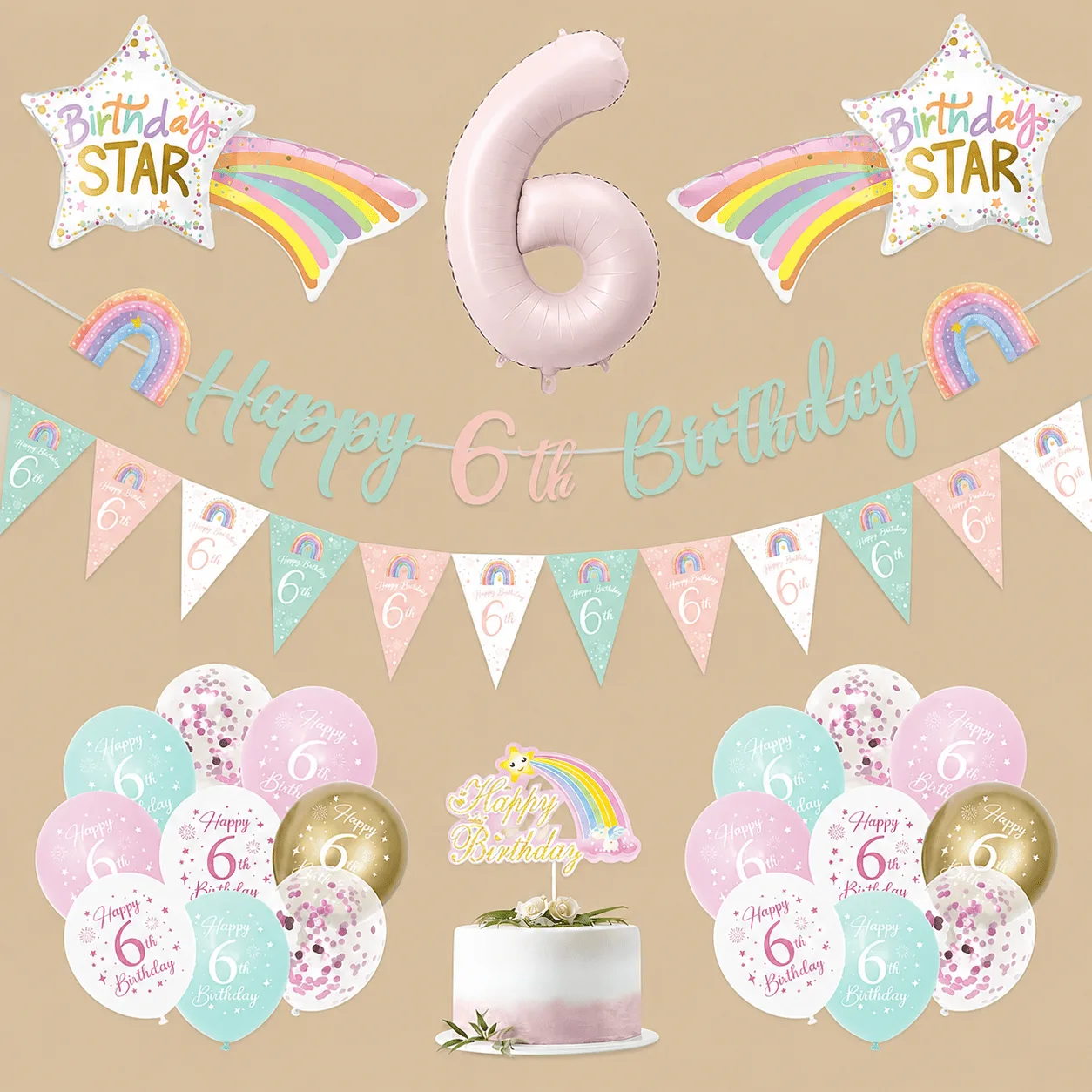6th Birthday Pink Balloon Set: the shop's own photo