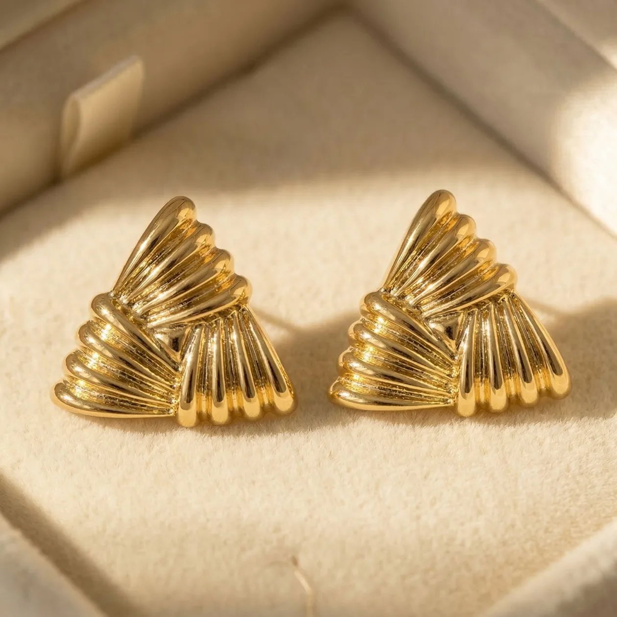 Large Gold Filled Textured Triangle Earrings: the shop's own photo