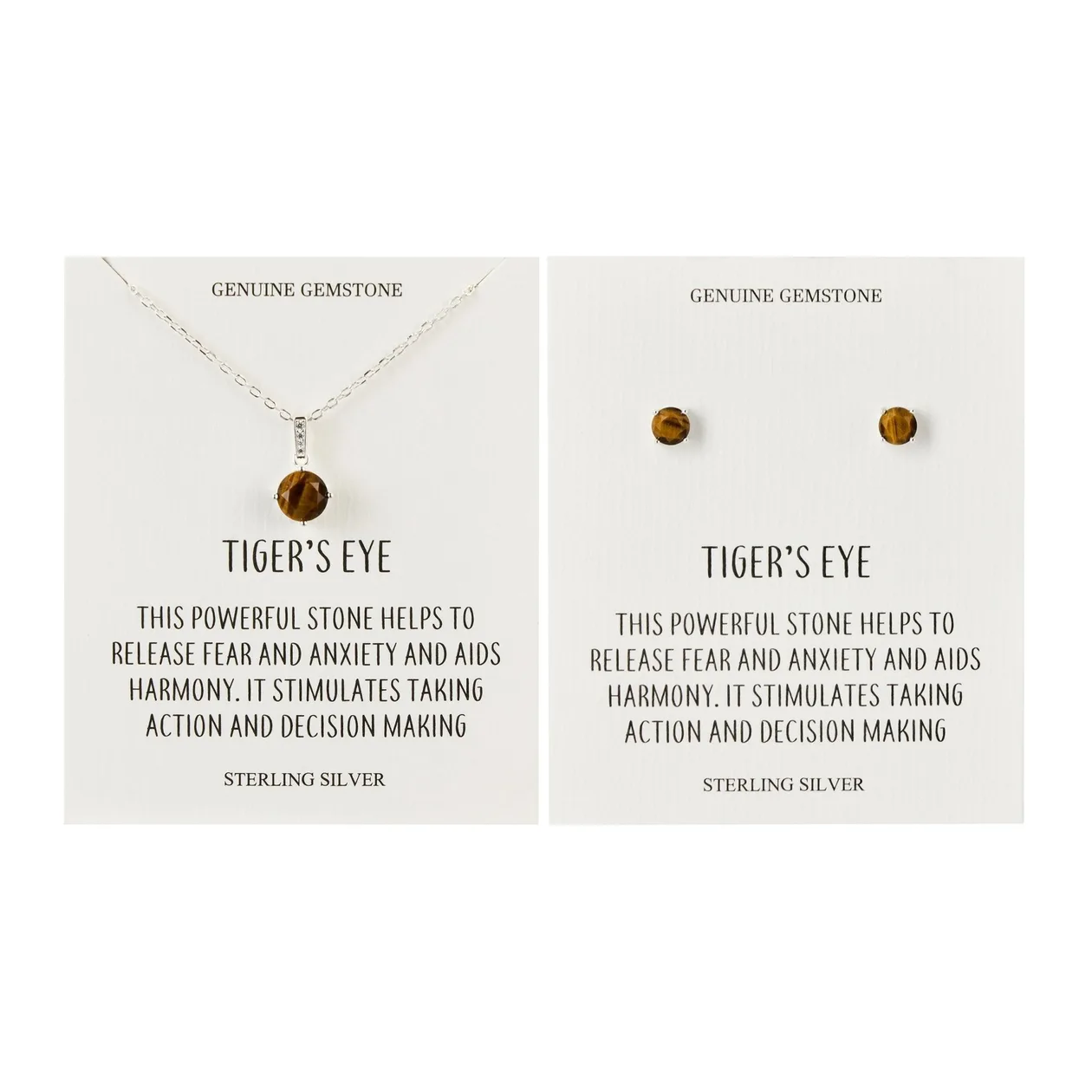 Sterling Silver Tigers Eye Gemstone Set with Quote Card: the shop's own photo