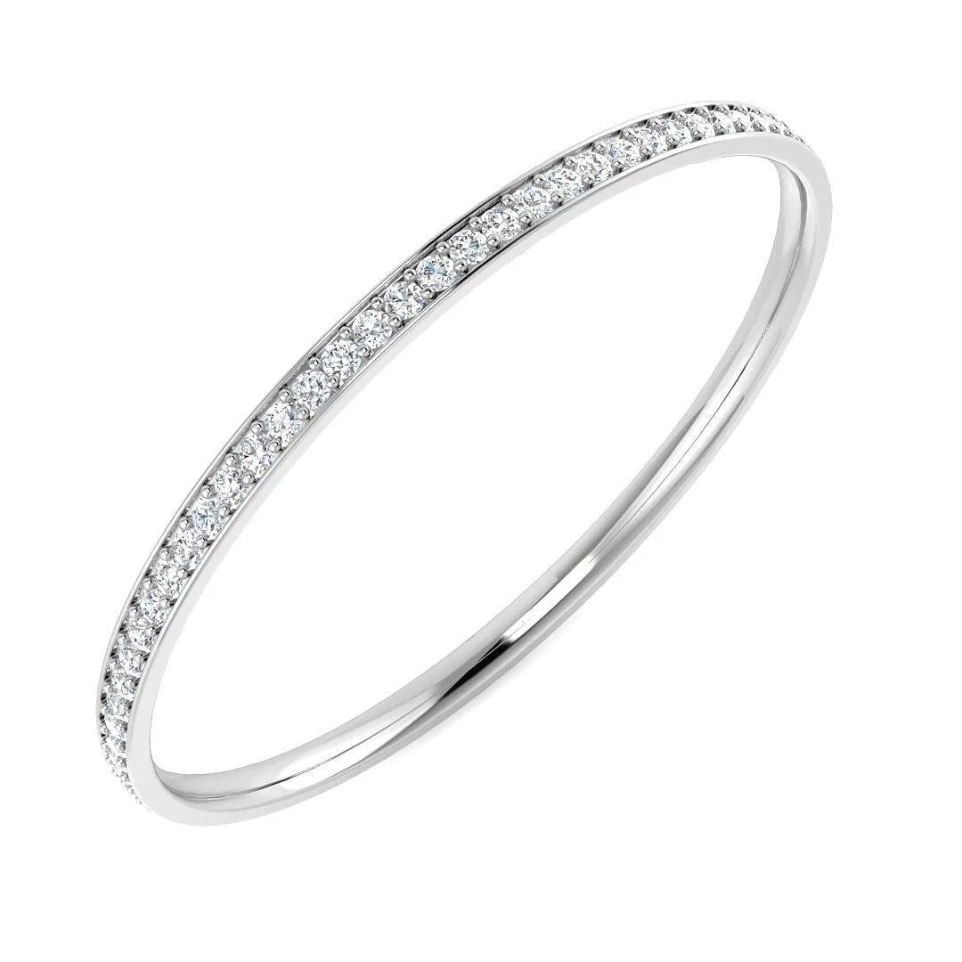 Premium Platinum Natural Round Cut Prong Set Diamond Eternity Bangle with Hinged Box Lock - 18k Yellow Gold / 5.90 Carat / Lab Grown Diamond: the shop's own photo