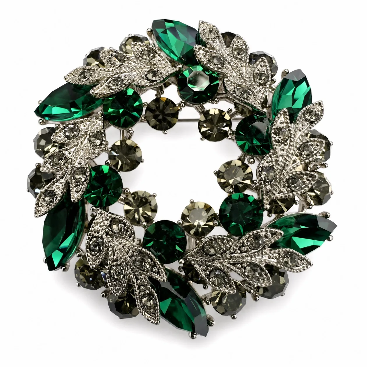 Vintage Crystal Leaf Wreath Brooch - Two Colours: the shop's own photo
