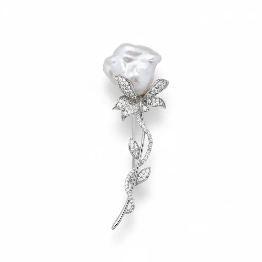 Baroque Pearl Rose Brooch: the shop's own photo