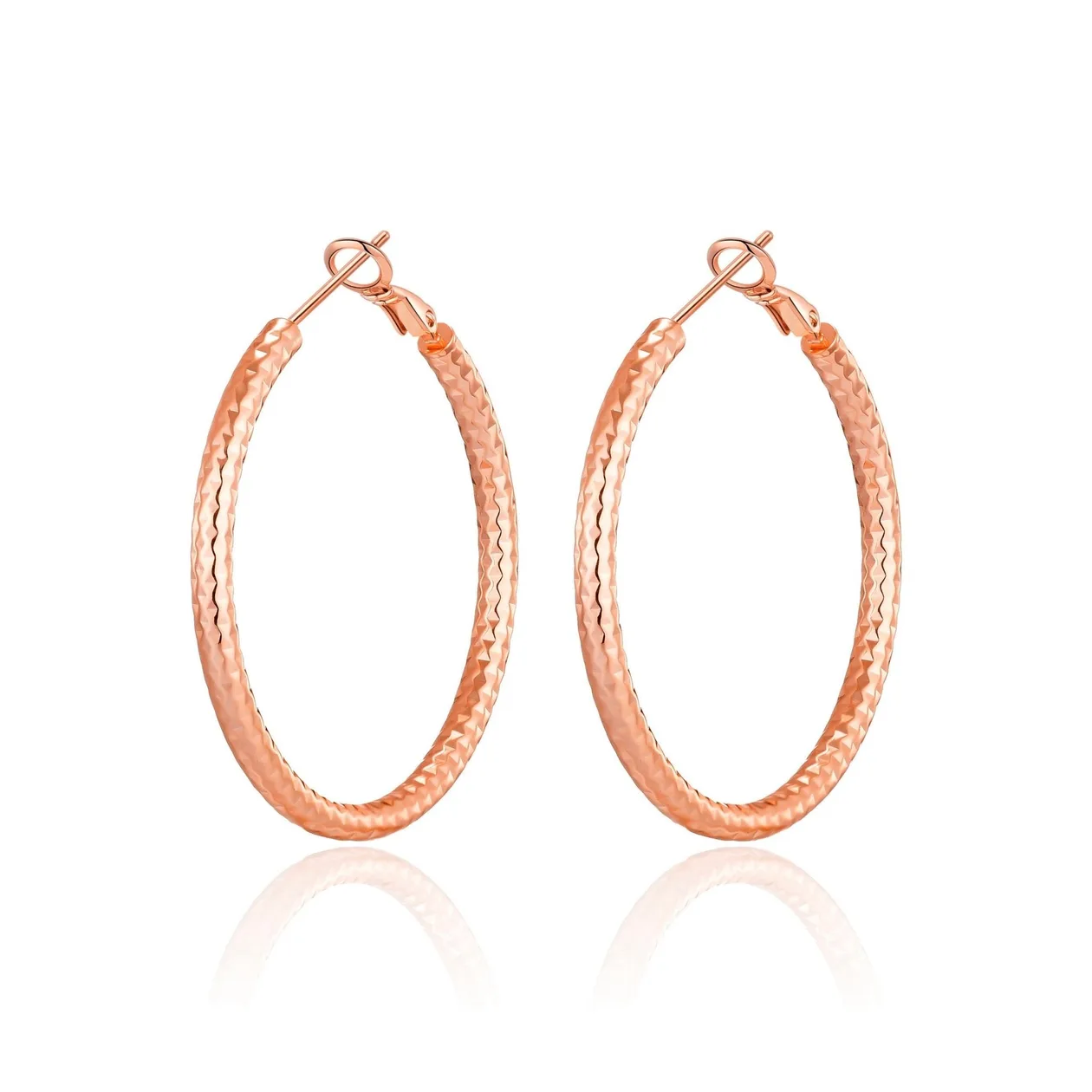 Rose Gold Plated 40mm Diamond Cut Hoop Earrings: the shop's own photo
